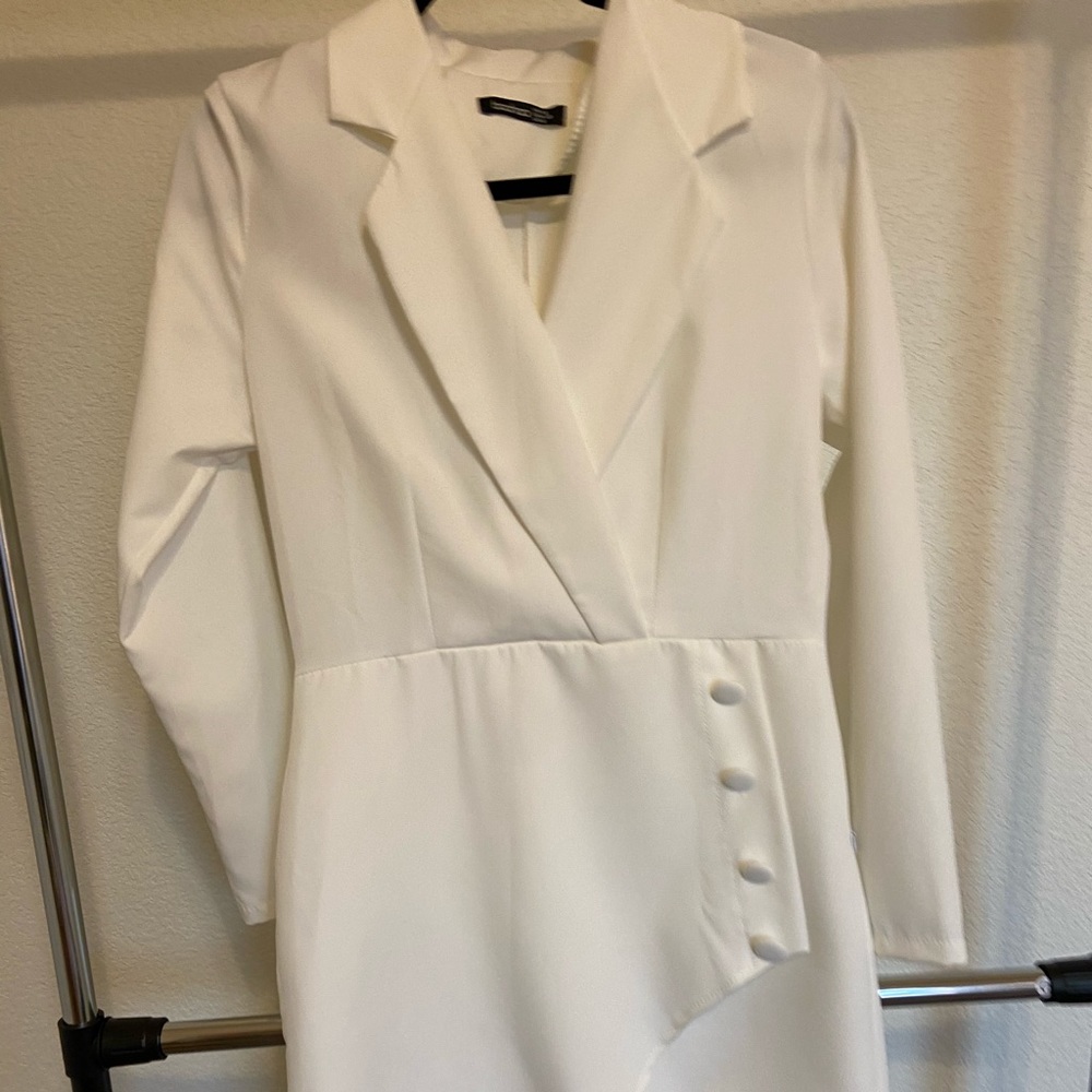 Boohoo White Blazer Dress